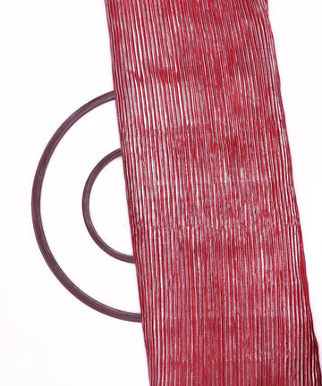 red silver foil pleated satin lycra fabric